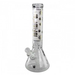 BLAZE GLASS Golden Leaf Flask Bong Ice WHITE